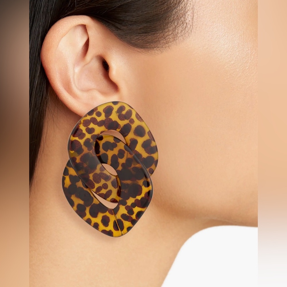 Tortoise Shell Patterned Statement Earrings